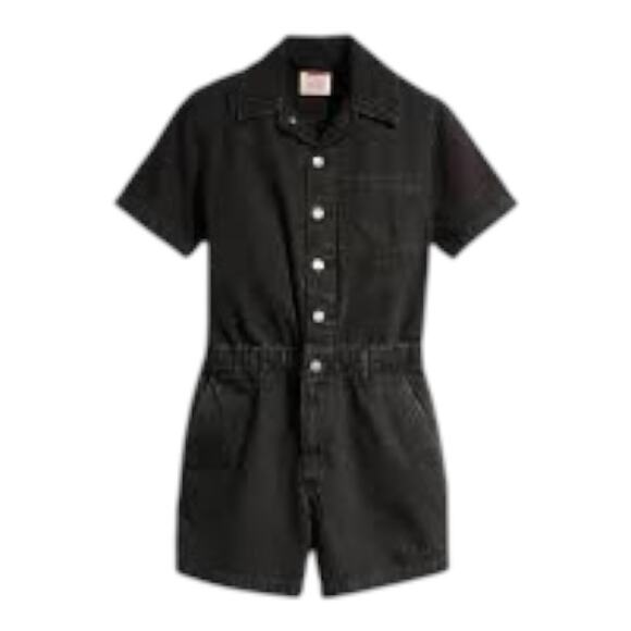 $499 Frame Women's Black Patch Pocket Short Sleeve Romper Small - Picture 3 of 8